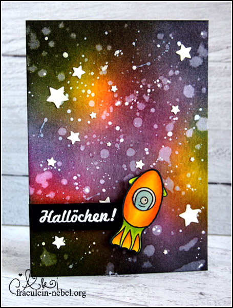 Karte "GalaxyCard Hallöchen" mit CreateASmile und Distress Ink | fraeulein-nebel.org