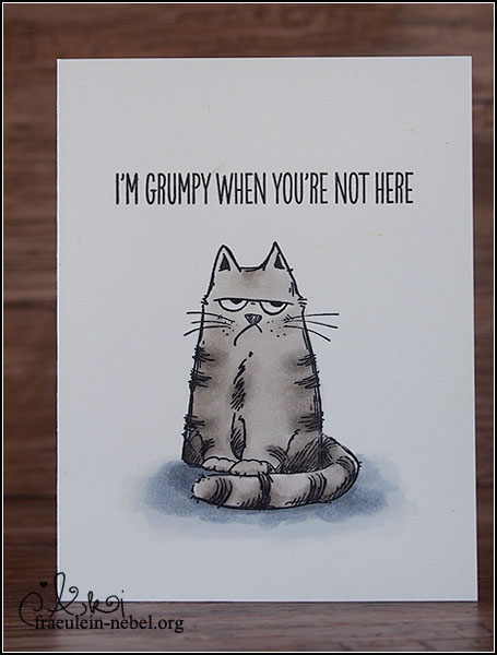 Karte "grumpy cat" mit Katzenkraft und Copic Marker | fraeulein-nebel.org